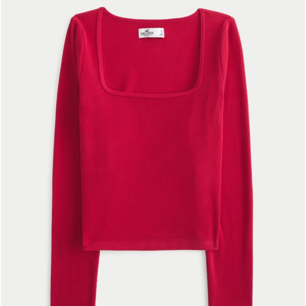 red long sleeve square neck long sleeve from HOLLISTER! size xs!!!